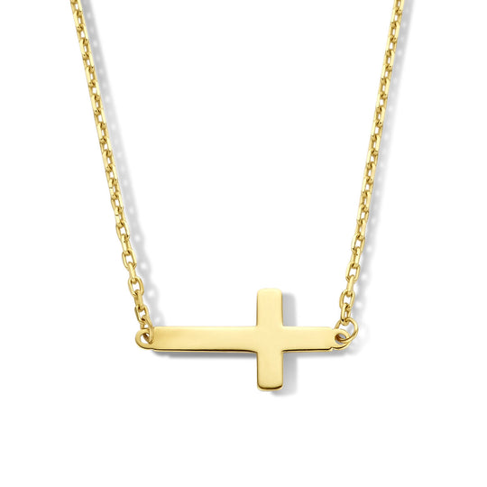 14k Geelgouden Collier met Kruis Hanger – Verstelbaar 40-44 cm