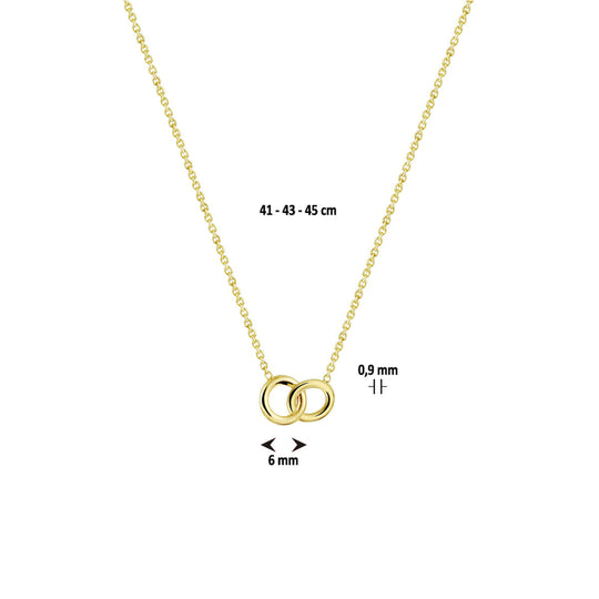 14k Geelgouden Collier met Open Rondjes – Verstelbaar 41-45 cm