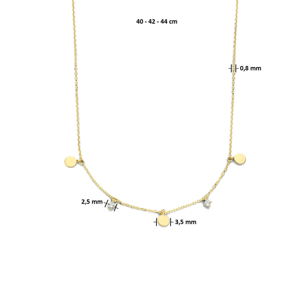 14k Geelgouden Collier met Rondjes en Zirkonia – 40-44 cm