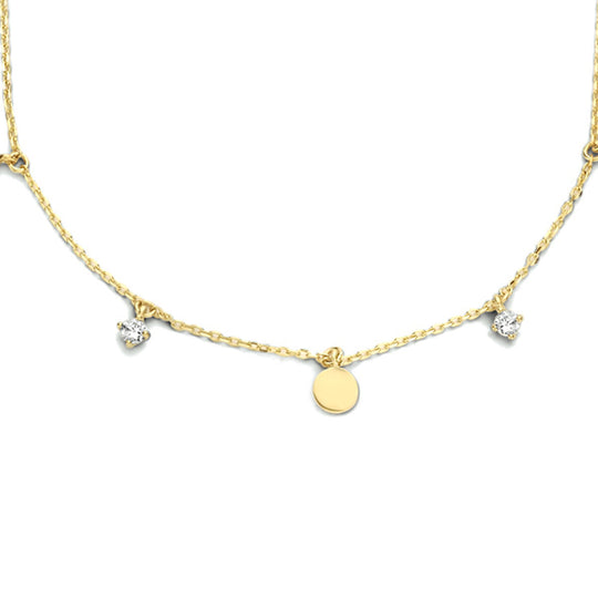 14k Geelgouden Collier met Rondjes en Zirkonia – 40-44 cm