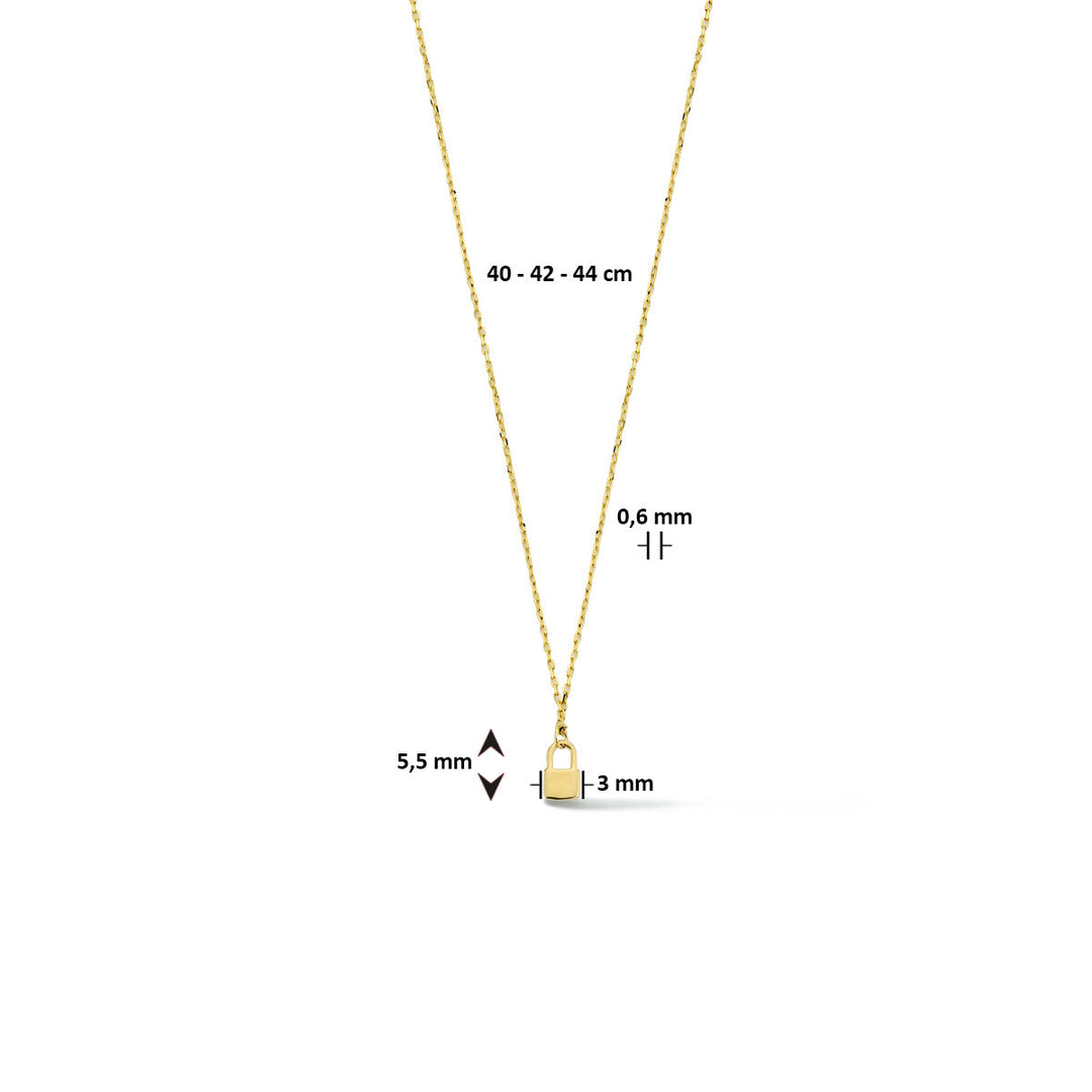 14k Geelgouden Collier met Slotje Hanger – Verstelbaar 40-44 cm