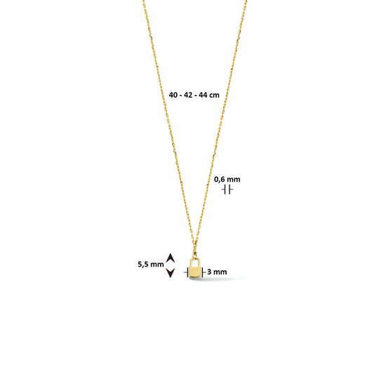 14k Geelgouden Collier met Slotje Hanger – Verstelbaar 40-44 cm
