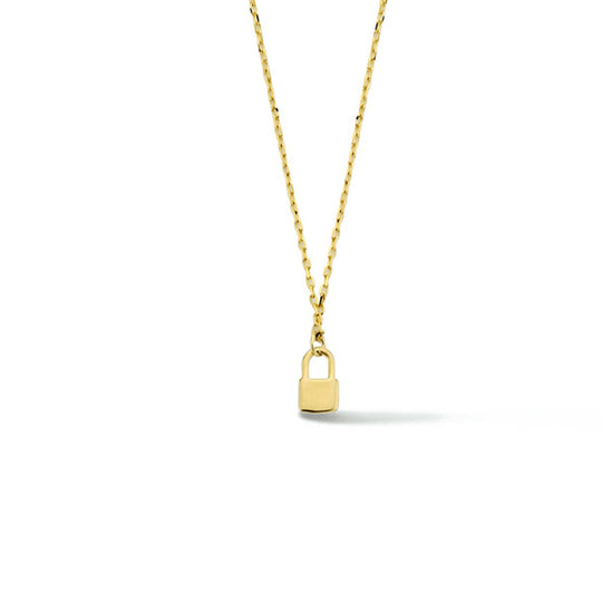 14k Geelgouden Collier met Slotje Hanger – Verstelbaar 40-44 cm