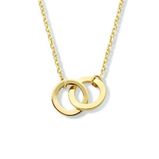 14k Geelgouden Collier met Twee Rondjes – Verstelbaar 40-44 cm
