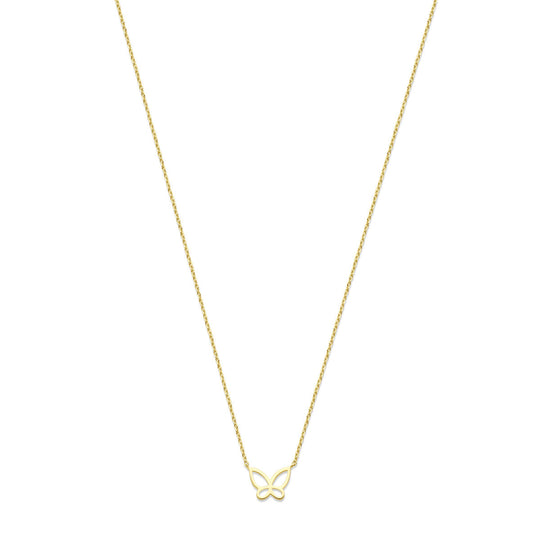14k Geelgouden Collier met Vlinder Hanger – Verstelbaar 40-44 cm