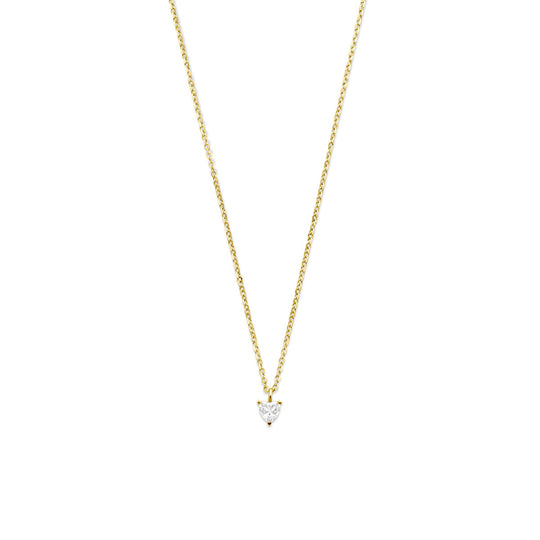 14k Geelgouden Collier met Zirkonia Hart – Verstelbaar 40-42 cm