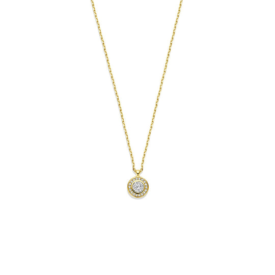 14k Geelgouden Collier met Zirkonia – Verstelbaar 41-45 cm