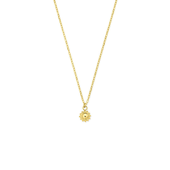 14k Geelgouden Collier met Zon Hanger – Verstelbaar 40-42 cm