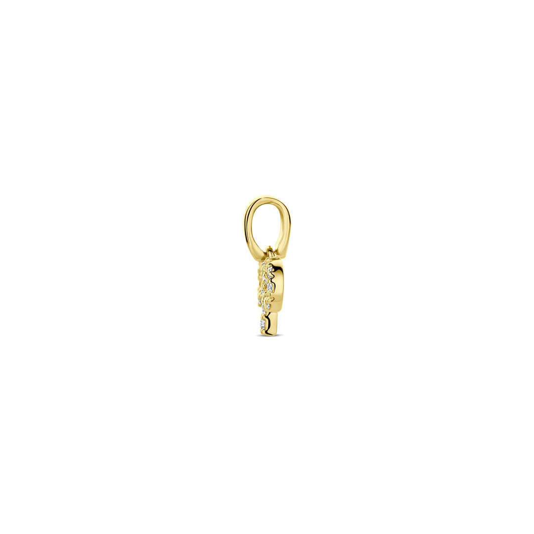 14k Geelgouden Hanger Sterrenbeeld Ram met Diamant H SI