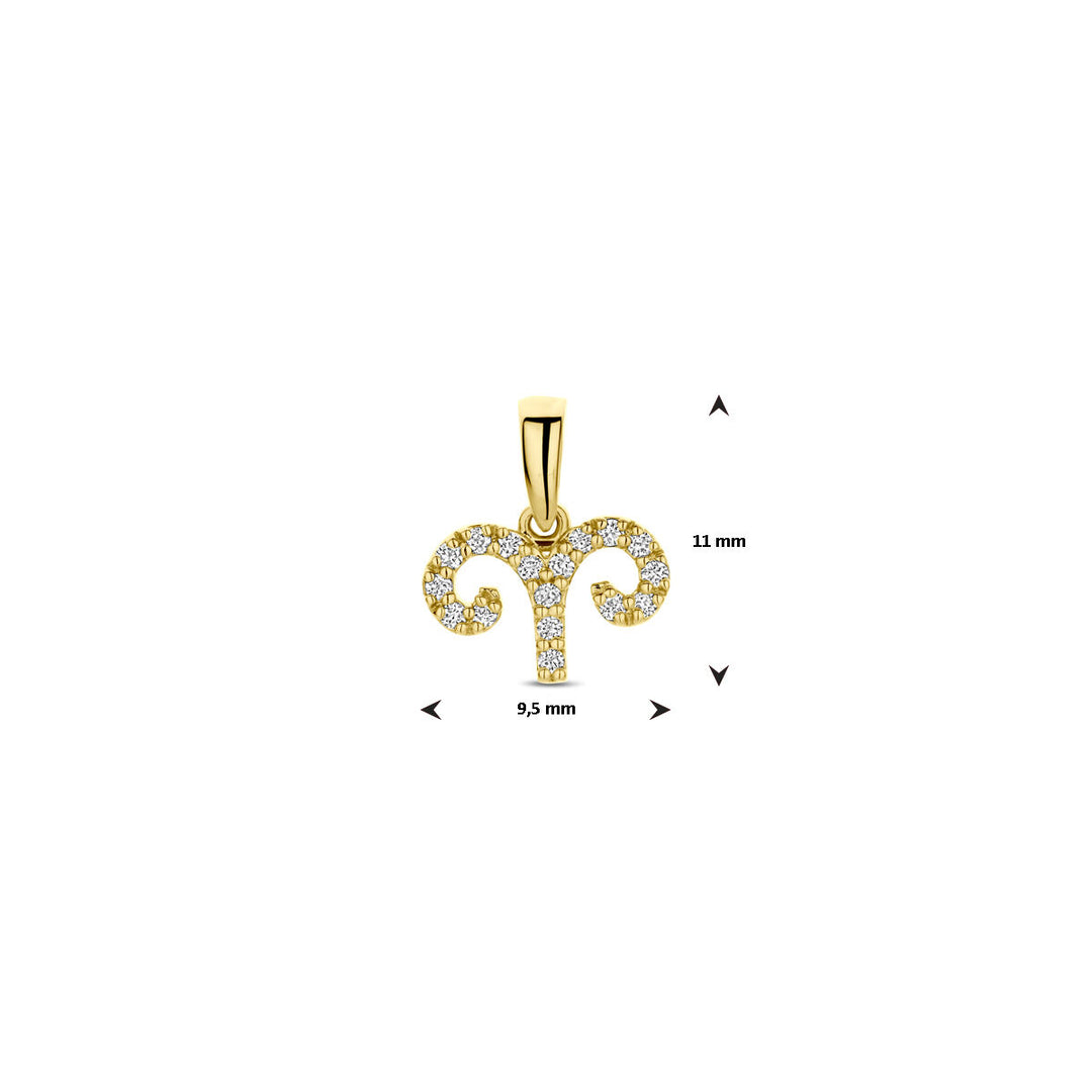 14k Geelgouden Hanger Sterrenbeeld Ram met Diamant H SI