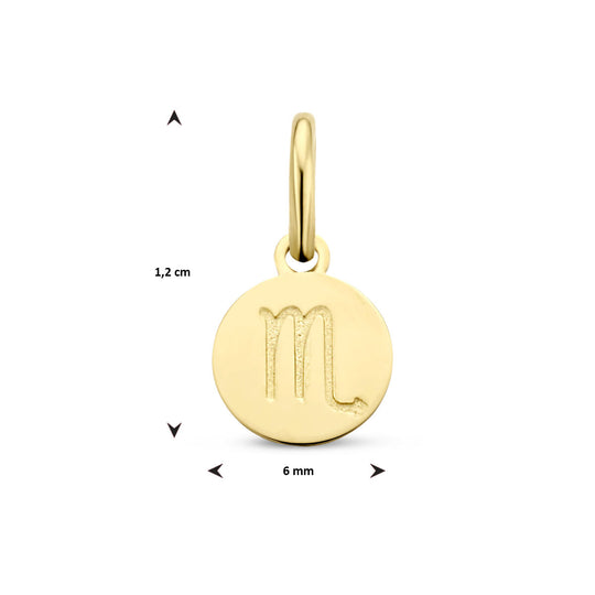 14k Geelgouden Hanger Sterrenbeeld Schorpioen – 1,2 cm / 6 mm