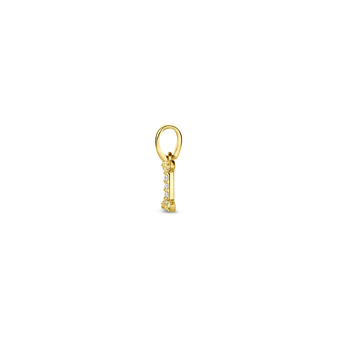 14k Geelgouden Hanger Sterrenbeeld Tweeling met Diamant H SI