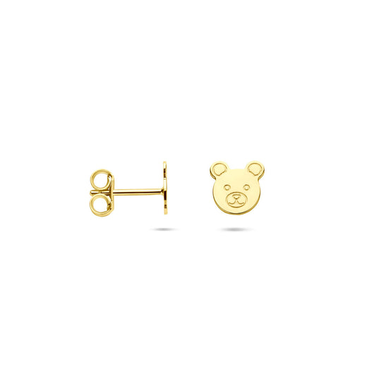 14k Geelgouden Oorknoppen Beertje – 7 mm