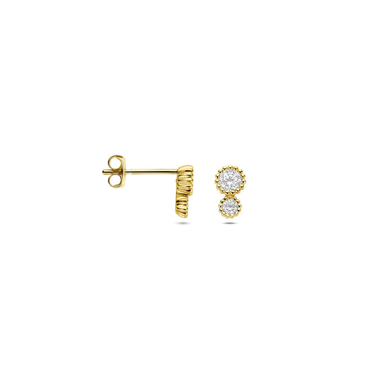 14k Geelgouden Oorknoppen met Zirkonia – 6,5 mm