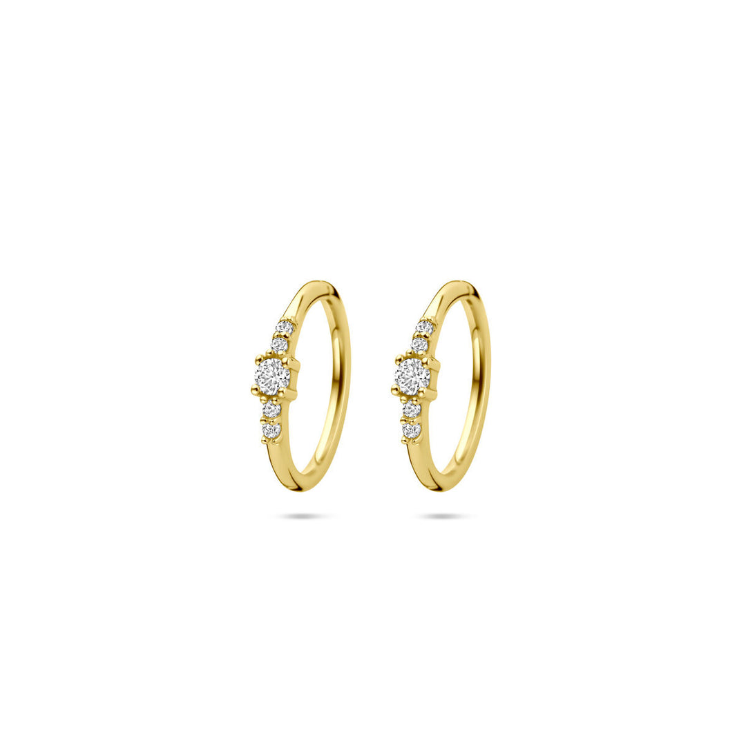 14k Geelgouden Oorringen met Zirkonia – 12 mm