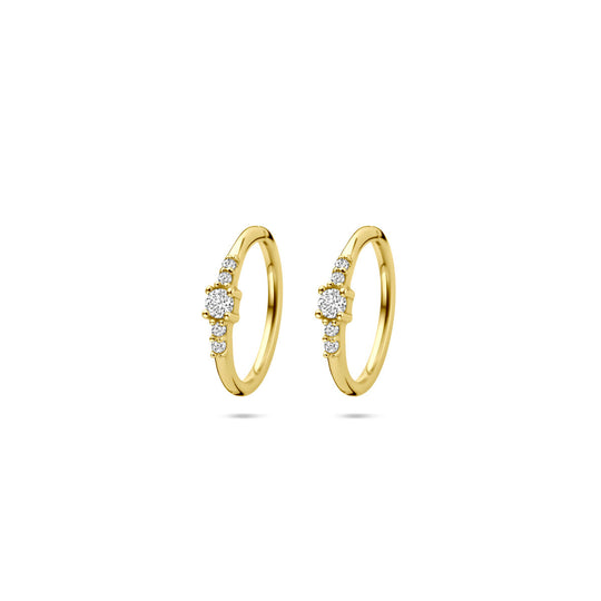 14k Geelgouden Oorringen met Zirkonia – 12 mm