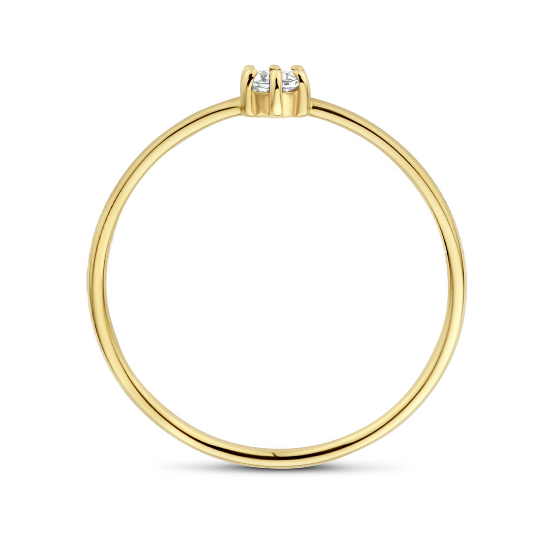 14k Geelgouden Ring met Aquamarijn Maart Geboortesteen – 4mm