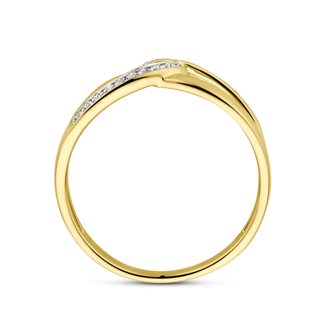 14k Geelgouden Ring met Diamant 0.06ct H SI – 6.5 mm Breed