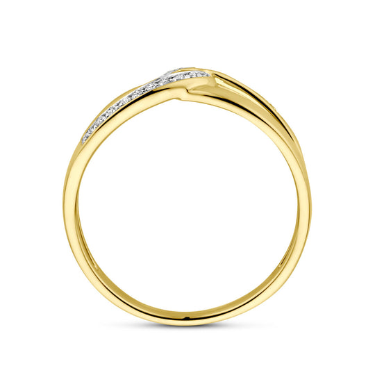 14k Geelgouden Ring met Diamant 0.06ct H SI – 6.5 mm Breed