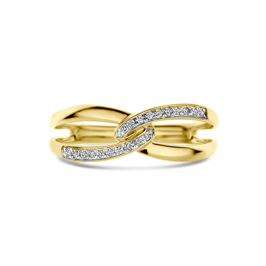 14k Geelgouden Ring met Diamant 0.06ct H SI – 6.5 mm Breed