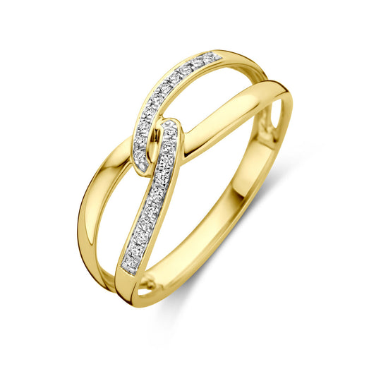 14k Geelgouden Ring met Diamant 0.06ct H SI – 6.5 mm Breed