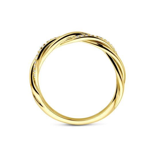 14k Geelgouden Ring met Diamant 0.08ct