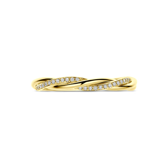 14k Geelgouden Ring met Diamant 0.08ct