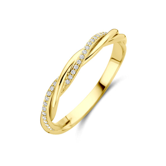 14k Geelgouden Ring met Diamant 0.08ct