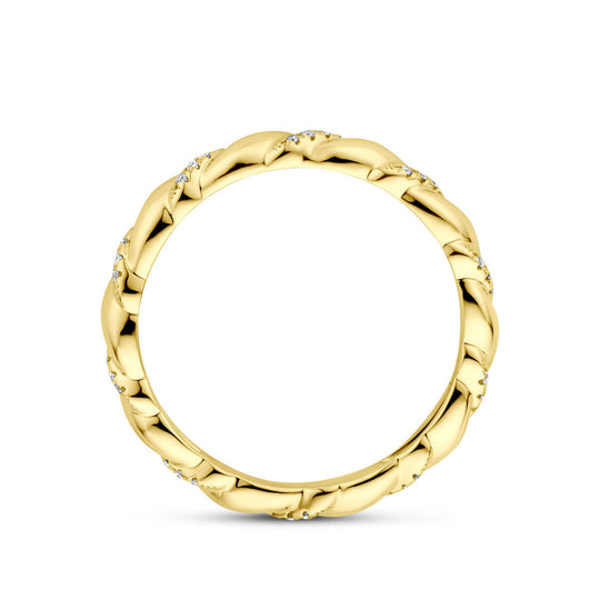 14k Geelgouden Ring met Diamant 0.09ct H SI – 3 mm Breed
