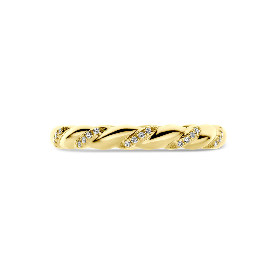 14k Geelgouden Ring met Diamant 0.09ct H SI – 3 mm Breed