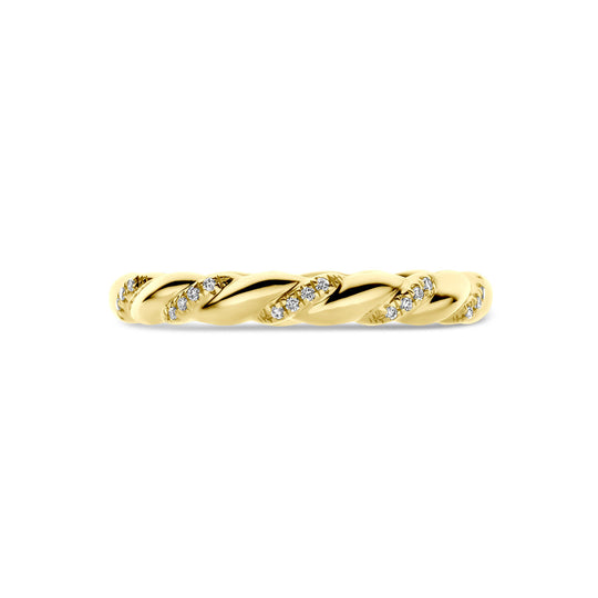 14k Geelgouden Ring met Diamant 0.09ct H SI – 3 mm Breed