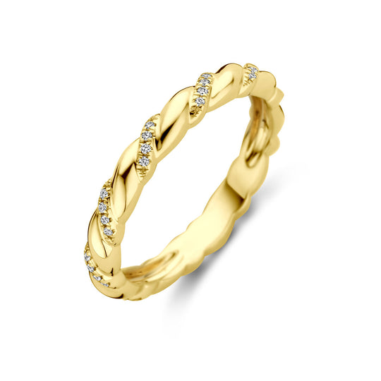 14k Geelgouden Ring met Diamant 0.09ct H SI – 3 mm Breed