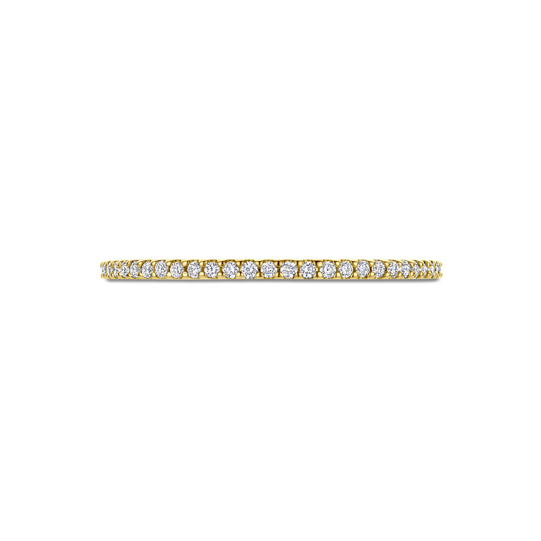 14k Geelgouden Ring met Diamant 0.11ct H SI