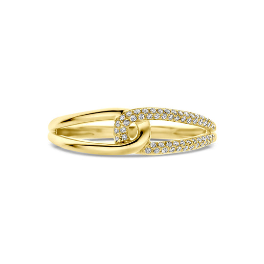 14k Geelgouden Ring met Diamant 0.14ct H SI – 5.5 mm Breed