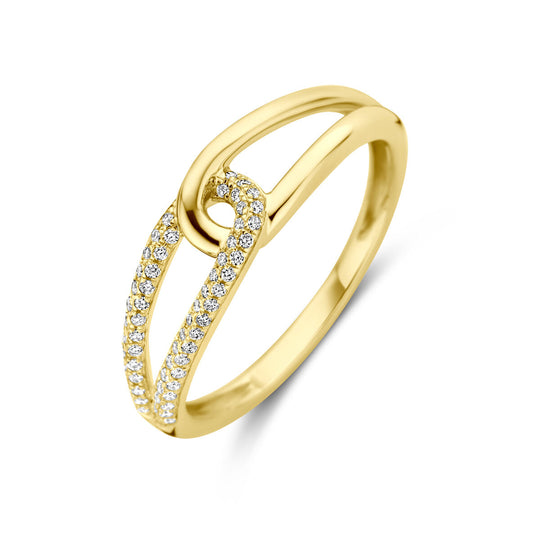 14k Geelgouden Ring met Diamant 0.14ct H SI – 5.5 mm Breed