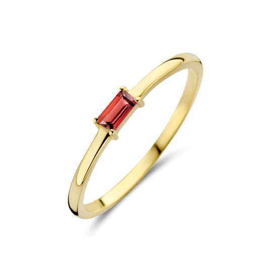 14k Geelgouden Ring met Granaat – Geboortesteen Januari 2,5mm