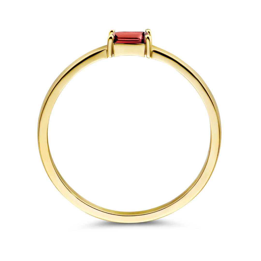 14k Geelgouden Ring met Granaat – Geboortesteen Januari 2,5mm