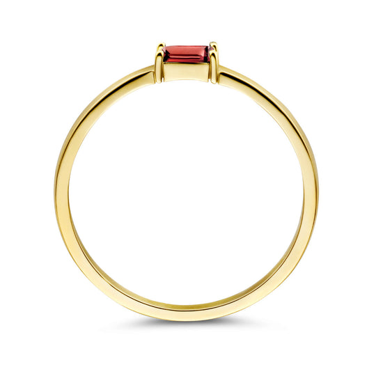 14k Geelgouden Ring met Granaat – Geboortesteen Januari 2,5mm