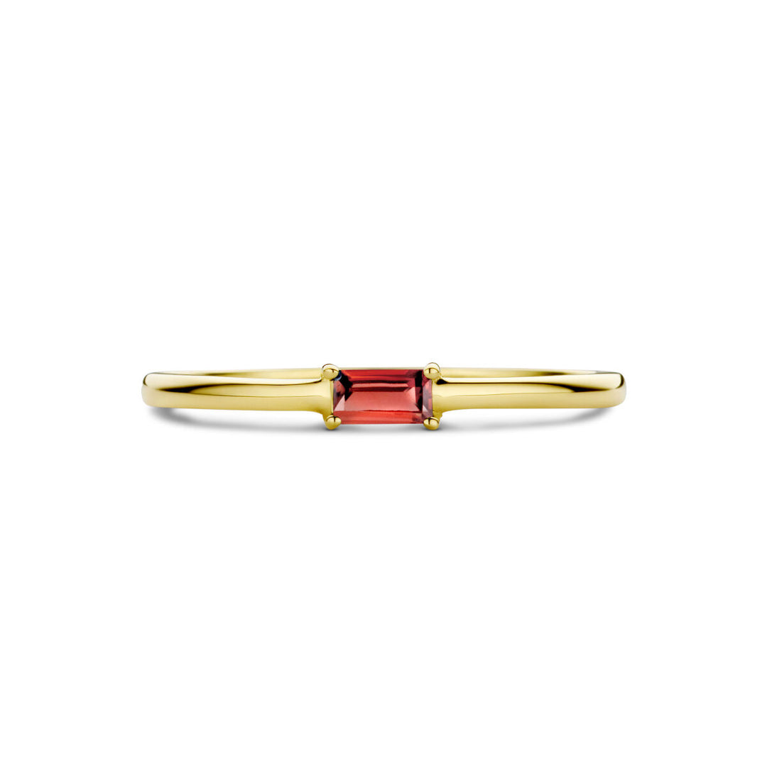 14k Geelgouden Ring met Granaat – Geboortesteen Januari 2,5mm