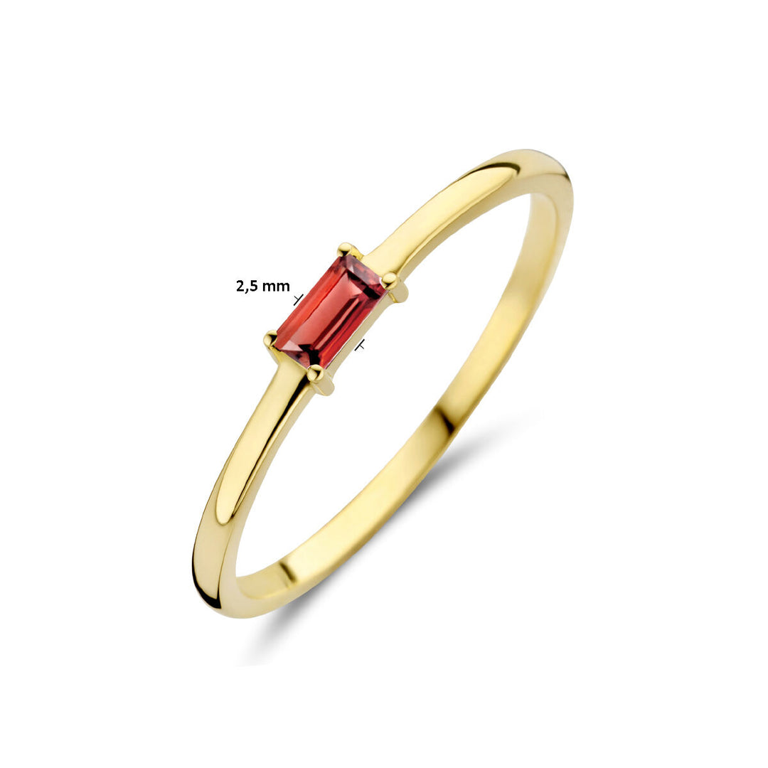 14k Geelgouden Ring met Granaat – Geboortesteen Januari 2,5mm