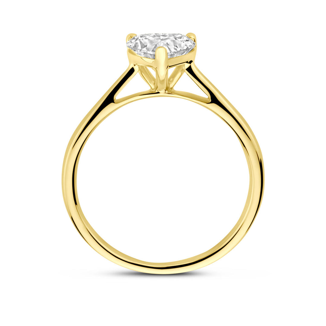 14k Geelgouden Ring met Lab Grown Diamant 1.00ct – 7 mm Breed