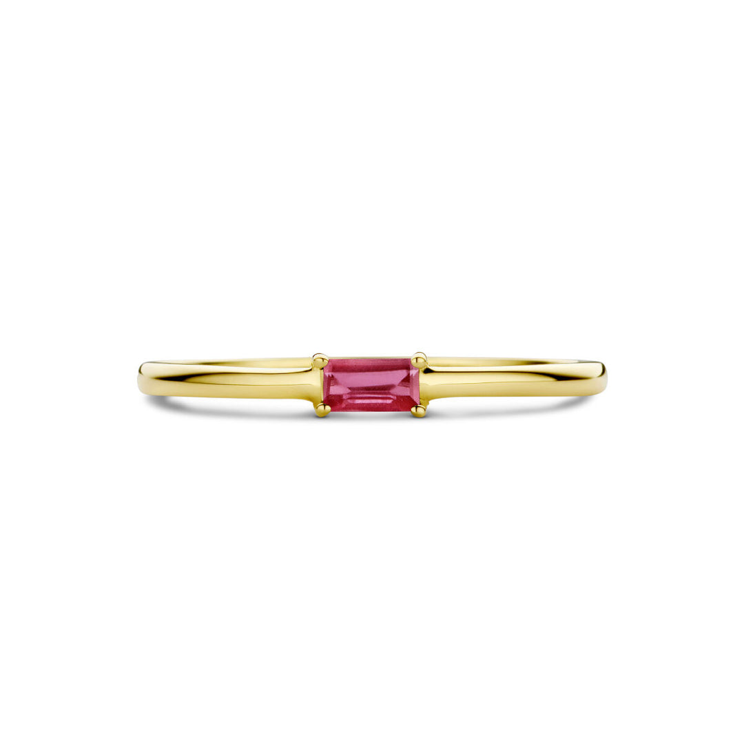 14k Geelgouden Ring met Robijn – Geboortesteen Juli 2,5mm
