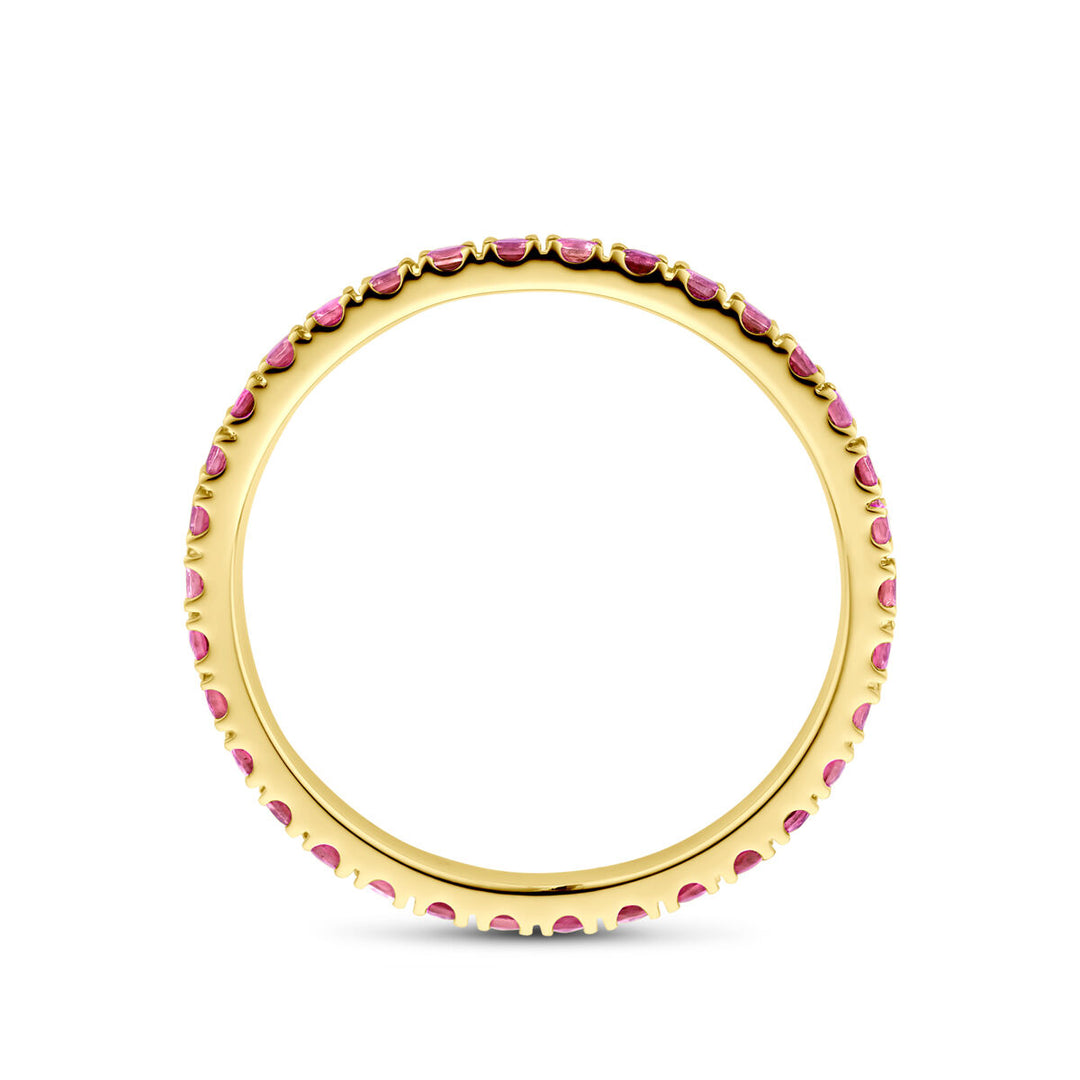 14k Geelgouden Ring met Roze Saffier – 2 mm Breed