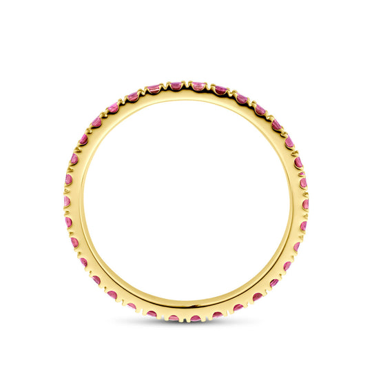 14k Geelgouden Ring met Roze Saffier – 2 mm Breed