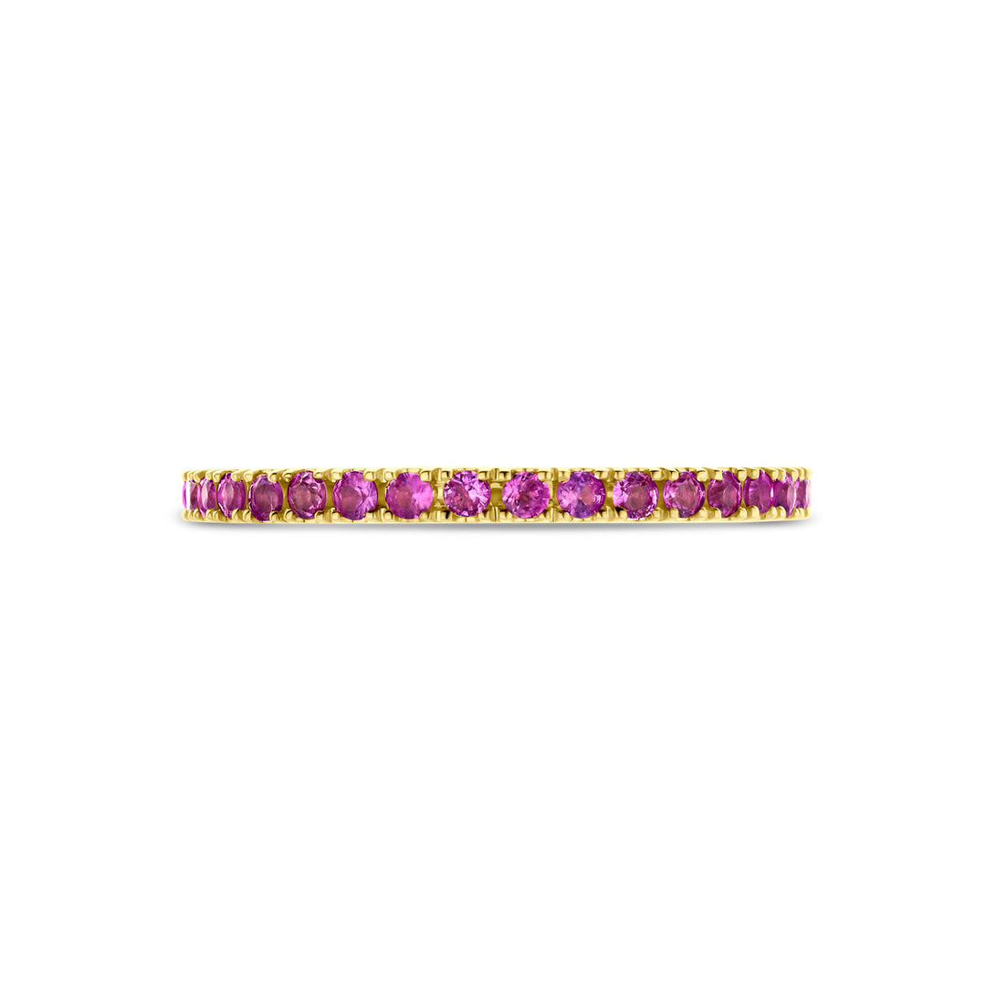14k Geelgouden Ring met Roze Saffier – 2 mm Breed
