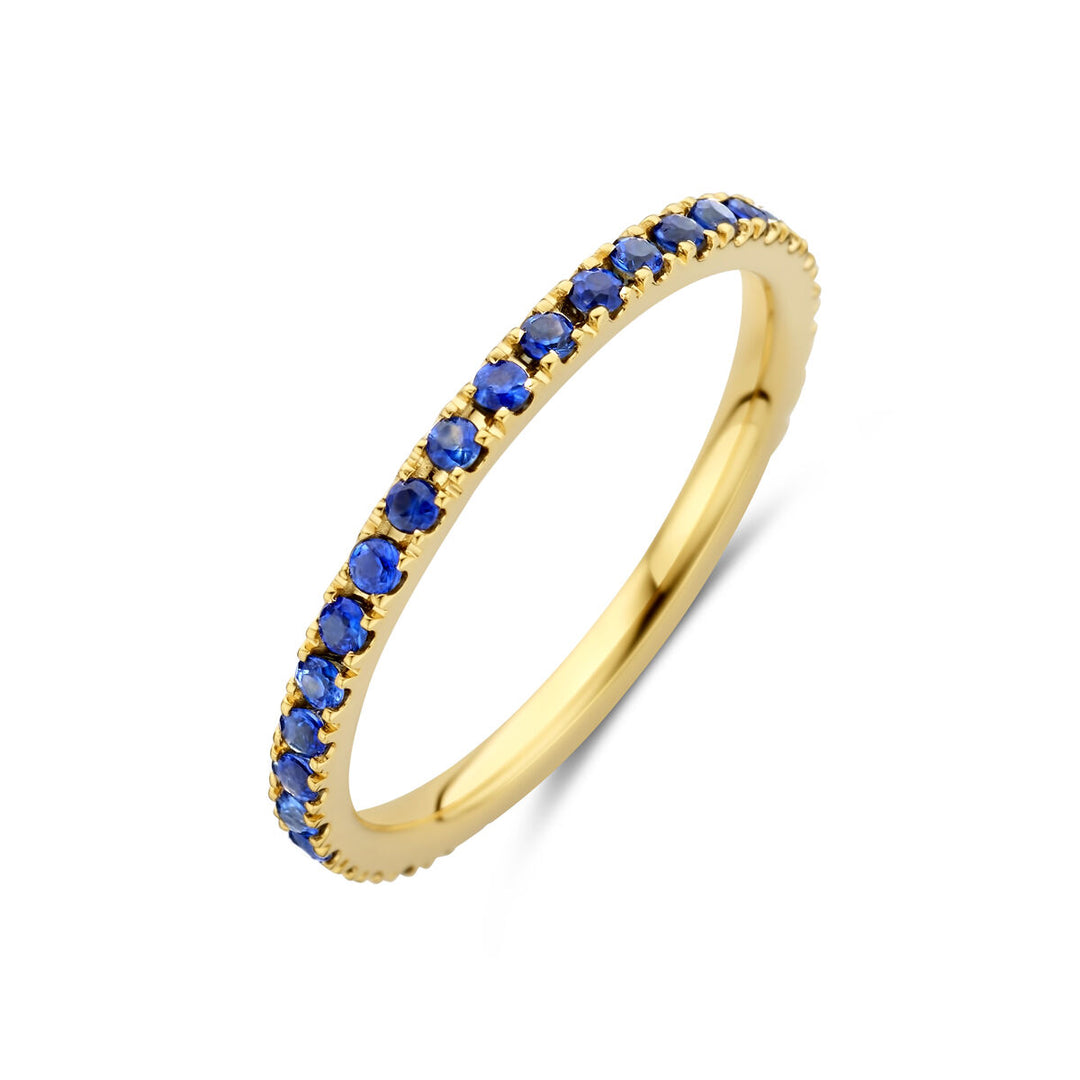 14k Geelgouden Ring met Saffier – 2 mm Breed