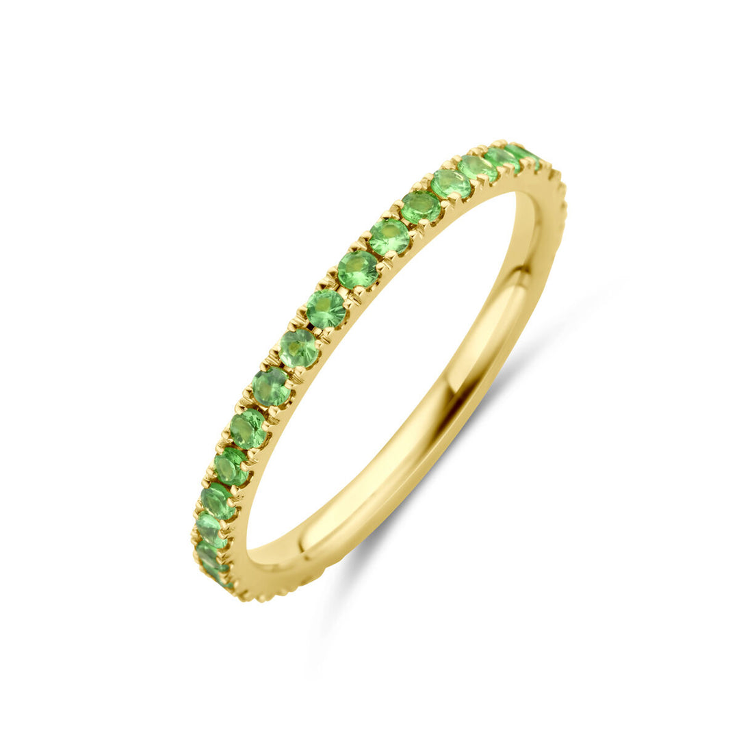 14k Geelgouden Ring met Tsavoriet – 2 mm Breed