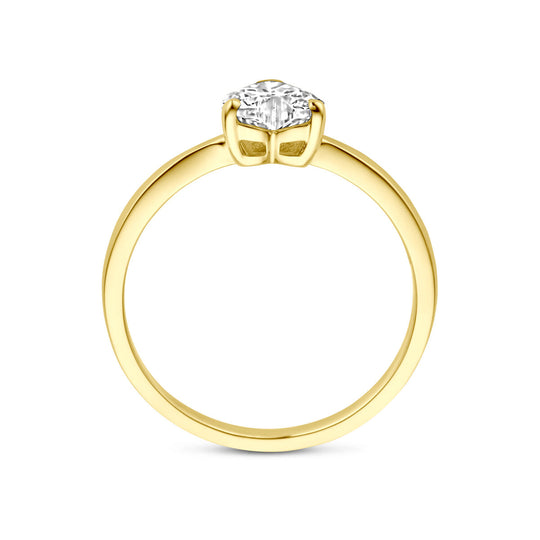 14k Geelgouden Ring met Zirkonia Hart