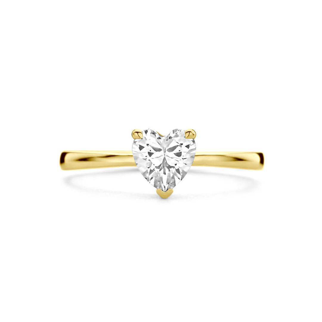 14k Geelgouden Ring met Zirkonia Hart