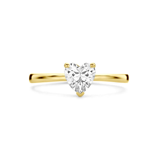 14k Geelgouden Ring met Zirkonia Hart